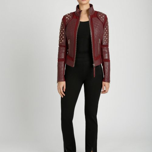 BLJ55000 PyramidStudMeshMotoJacket OxbloodRed629 3215