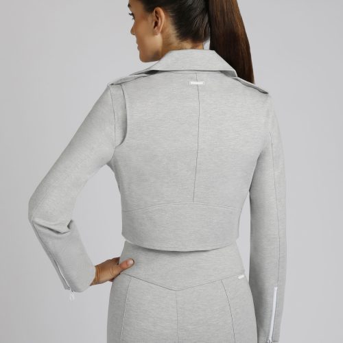 BLJ57300 CleoPonteCroppedMotoJacket LtHeatherGrey OpticWhite289 1783