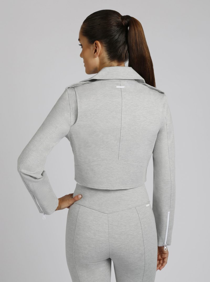 BLJ57300 CleoPonteCroppedMotoJacket LtHeatherGrey OpticWhite289 1783