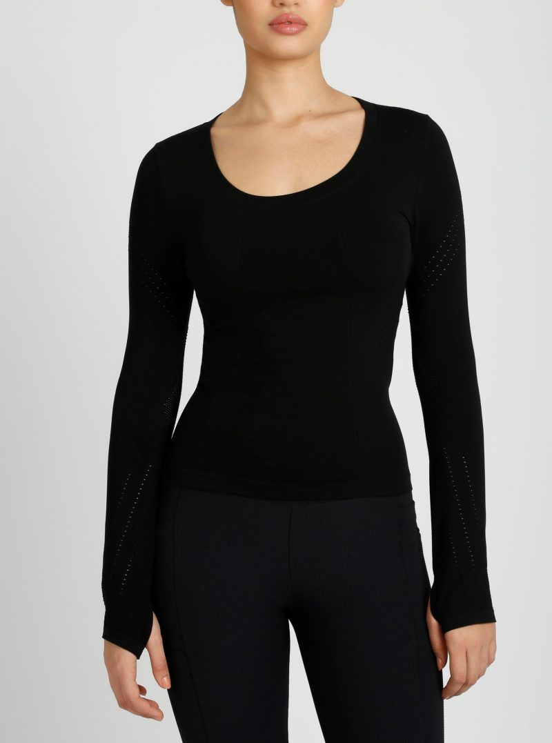 Seamless Scoop Neck Top - Blanc Noir Online Store