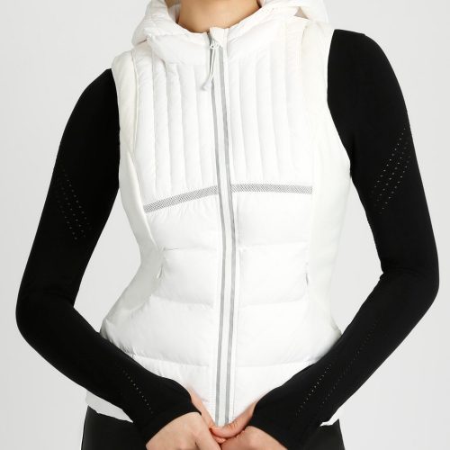 Reflective Inset Down Filled Feather Weight Vest - White - Blanc Noir Online Store