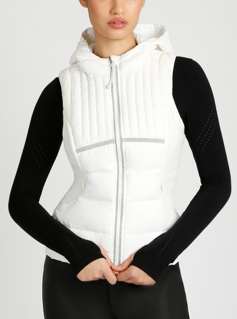 Reflective Inset Down Filled Feather Weight Vest - White - Blanc Noir Online Store