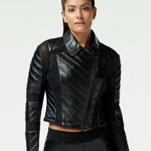 Acceleration Asym Moto Mesh Leather Jacket - Blanc Noir Online Store