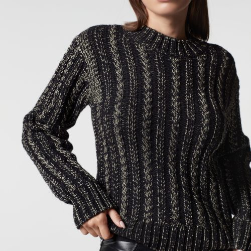 blt41400 001 1xs lurex cable knit sweater knits xs black gold 29928233009225