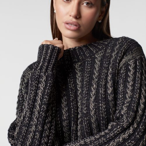 blt41400 001 1xs lurex cable knit sweater knits xs black gold 29928233173065