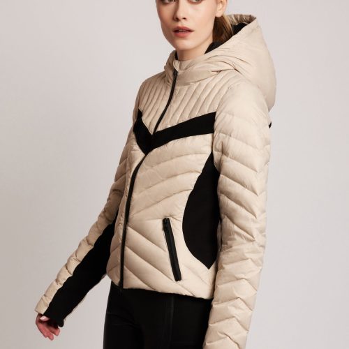 Chevron Stripe Down Filled Puffer Jacket - Blanc Noir Online Store