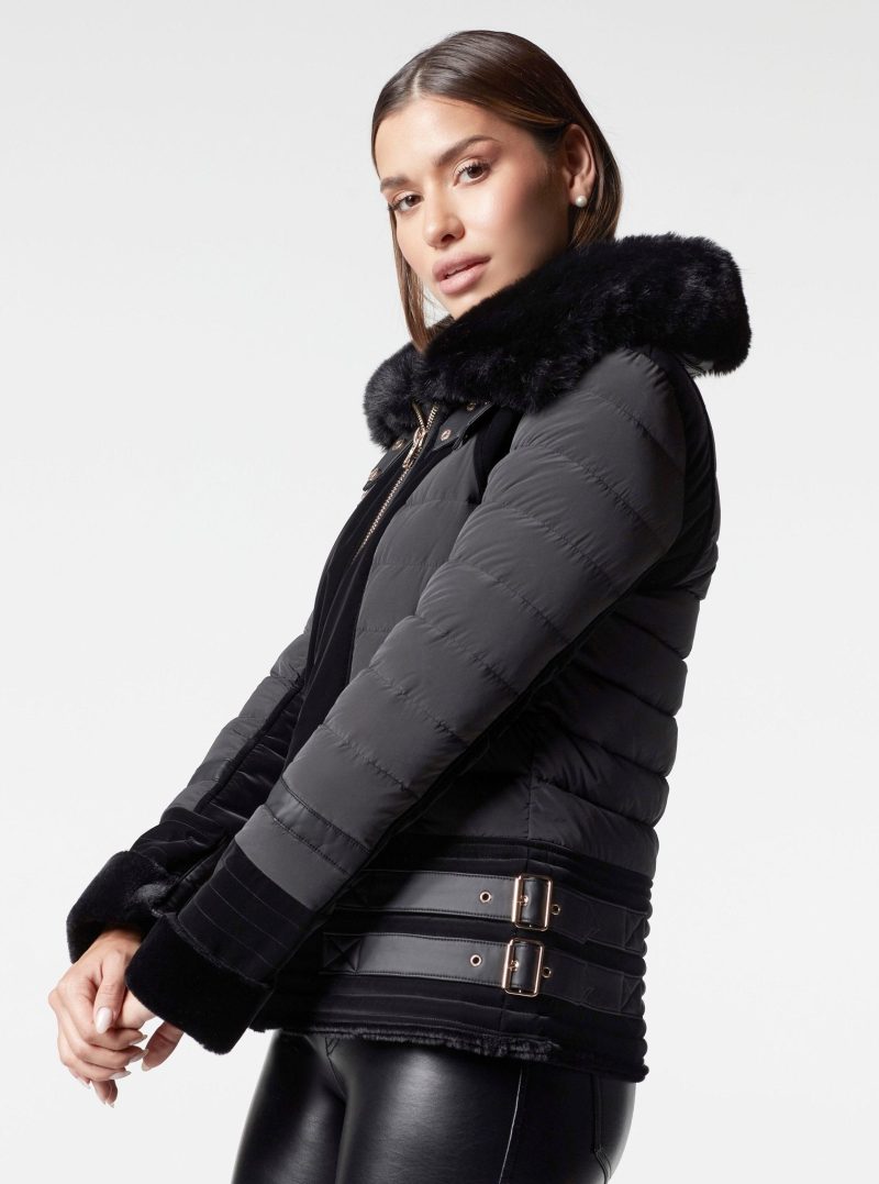 gold moto puffer jacket down filled 349436