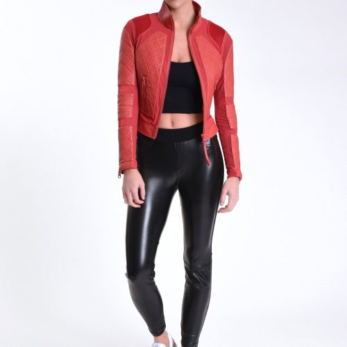 leather moto mesh jacket 201676