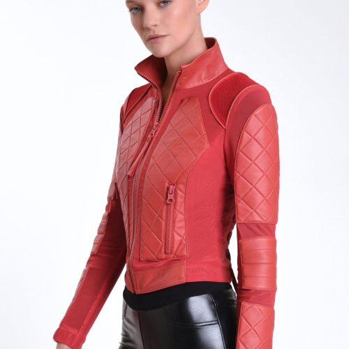 leather moto mesh jacket 312437