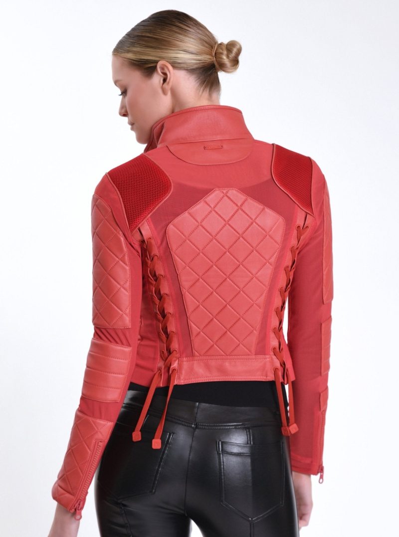 leather moto mesh jacket 821011