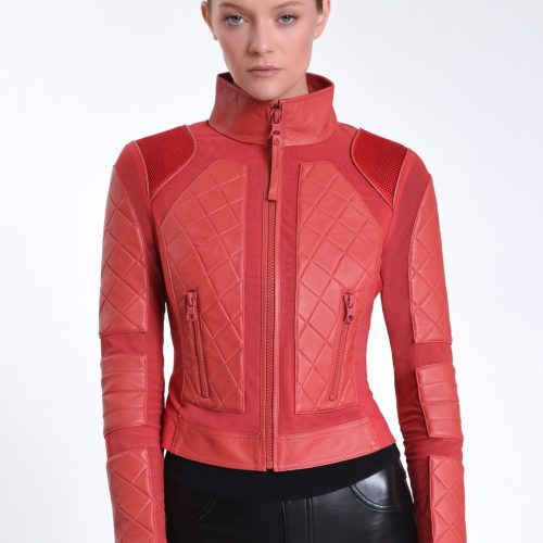 leather moto mesh jacket 827690