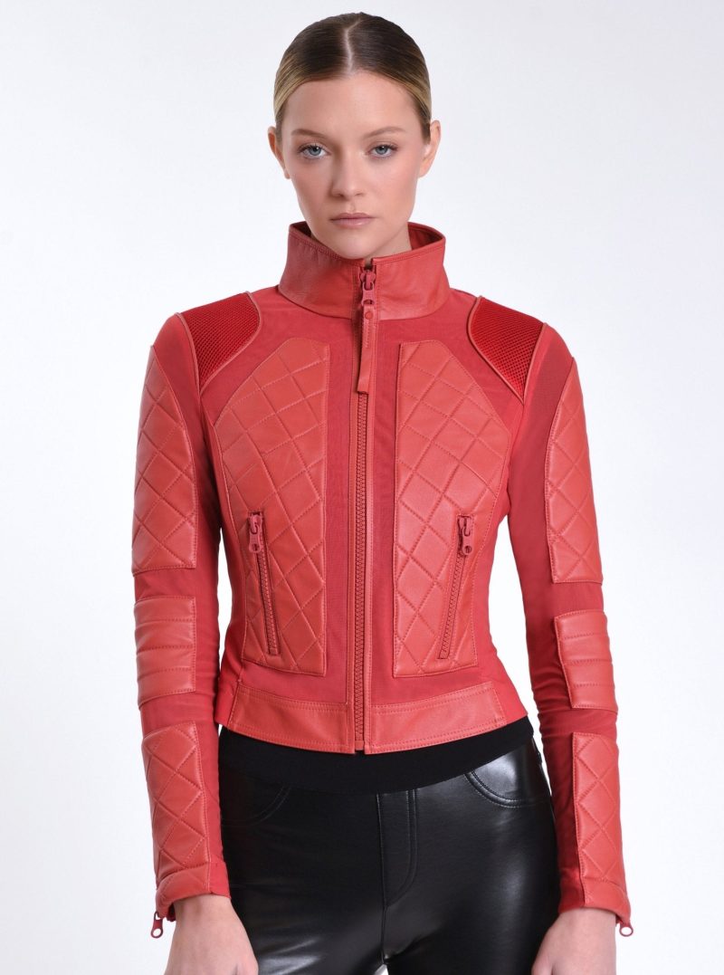 leather moto mesh jacket 827690