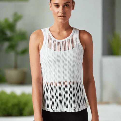 Linear Mesh Tank Top White - Blanc Noir Online Store