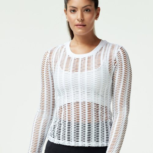 LINEAR MESH TOP LONG SLEEVE - Blanc Noir Online Store