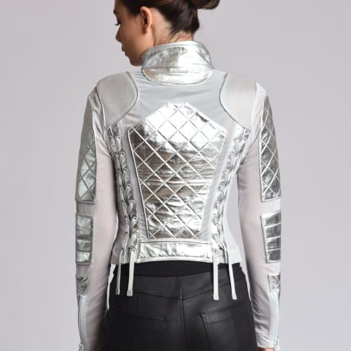 Metallic Moto Mesh Jacket - Blanc Noir Online Store