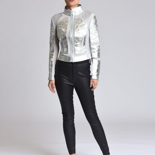 metallic moto mesh jacket 420086