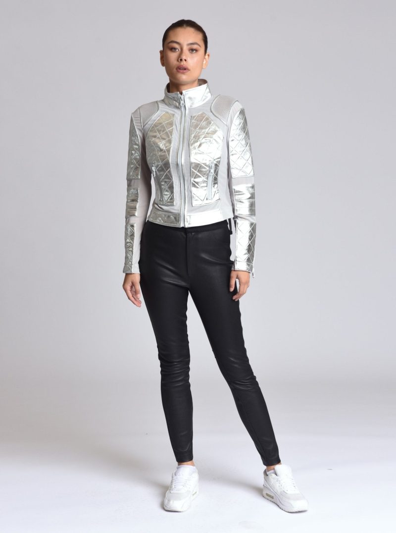 metallic moto mesh jacket 420086