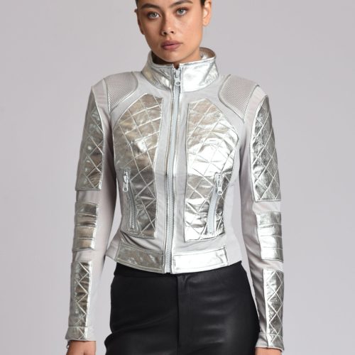 metallic moto mesh jacket 501630