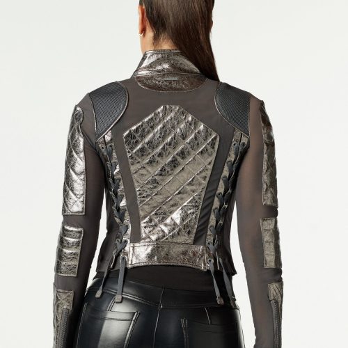 metallic moto mesh jacket 573329