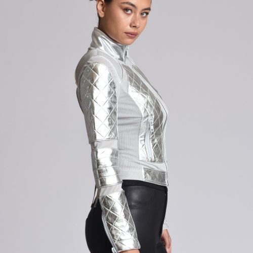 metallic moto mesh jacket 626686