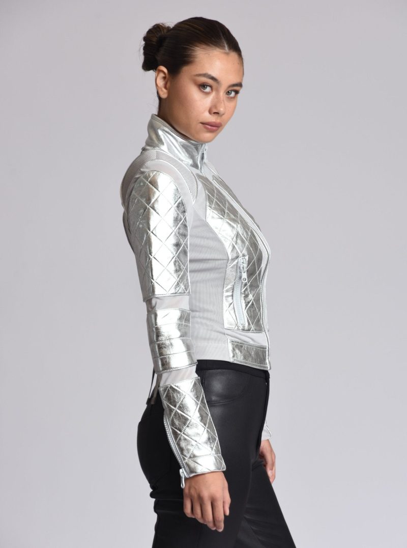 metallic moto mesh jacket 626686