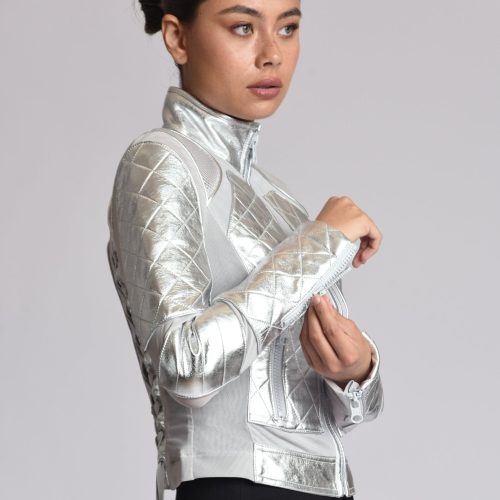 metallic moto mesh jacket 653620