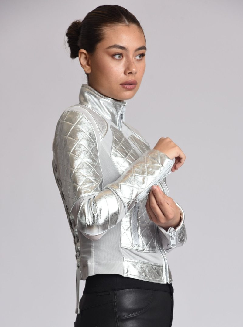 metallic moto mesh jacket 653620