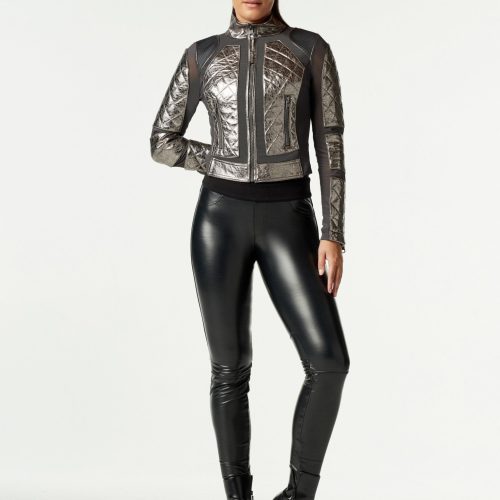 metallic moto mesh jacket 887582