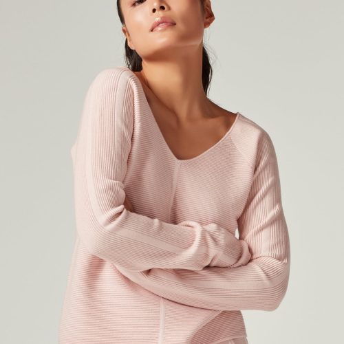 Portola V Neck Sweater - Peach Whip - Blanc Noir Online Store