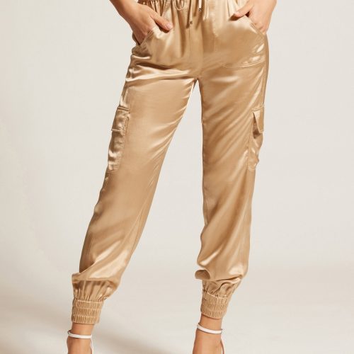 SILK JOGGER GOLD TRIMS - Blanc Noir Online Store