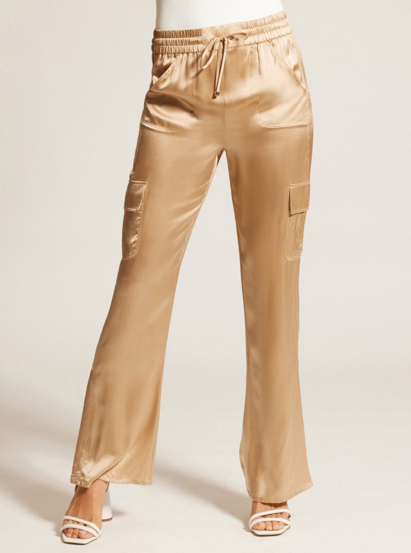 SILK WIDE LEG PANT GOLD TRIMS - Blanc Noir Online Store