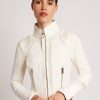 Suede Moto Mesh Jacket with Gold Trims - Blanc Noir Online Store